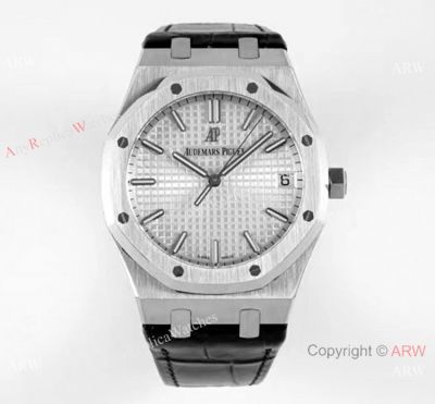 GF Factory Swiss 9015 Audemars Piguet 15500st Royal Oak Watch Black Leather Strap